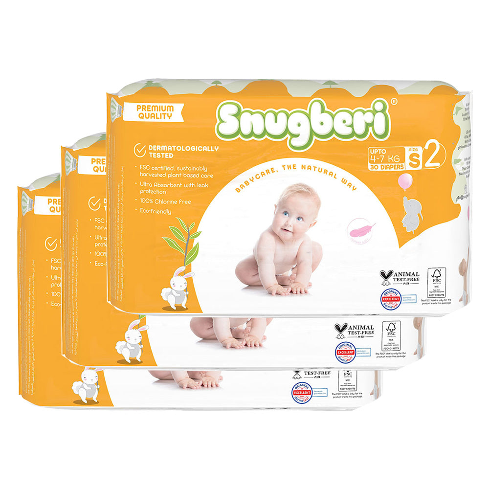 Snugberi Diaper Size 2 Small 4-7kg 30's Triple Value Pack