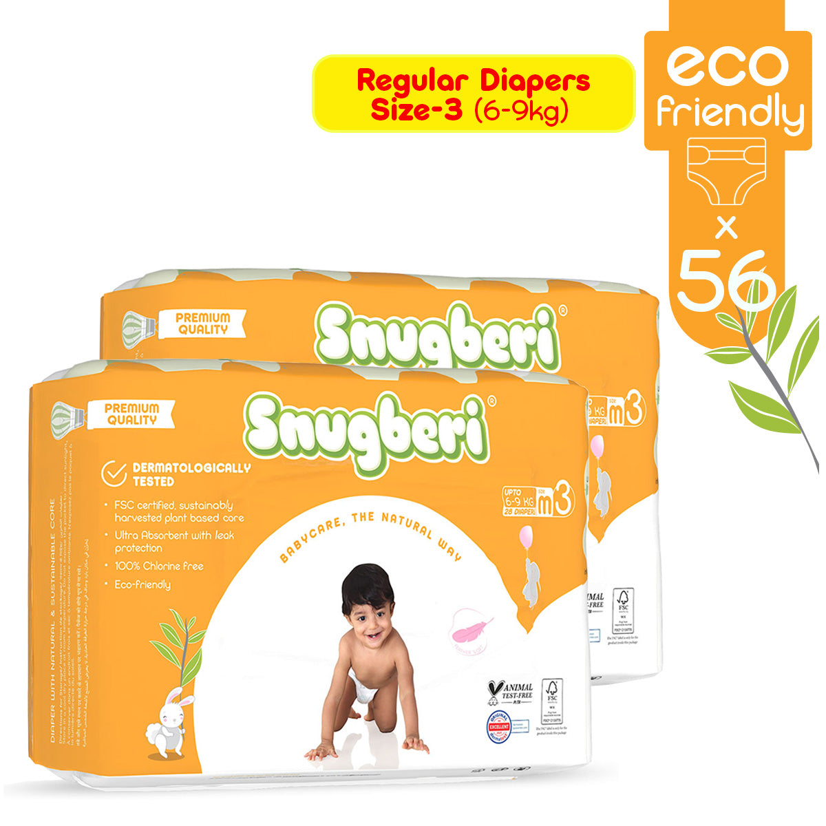 Snugberi Size 3 Medium 6-9Kg 28'S Twin Value Pack