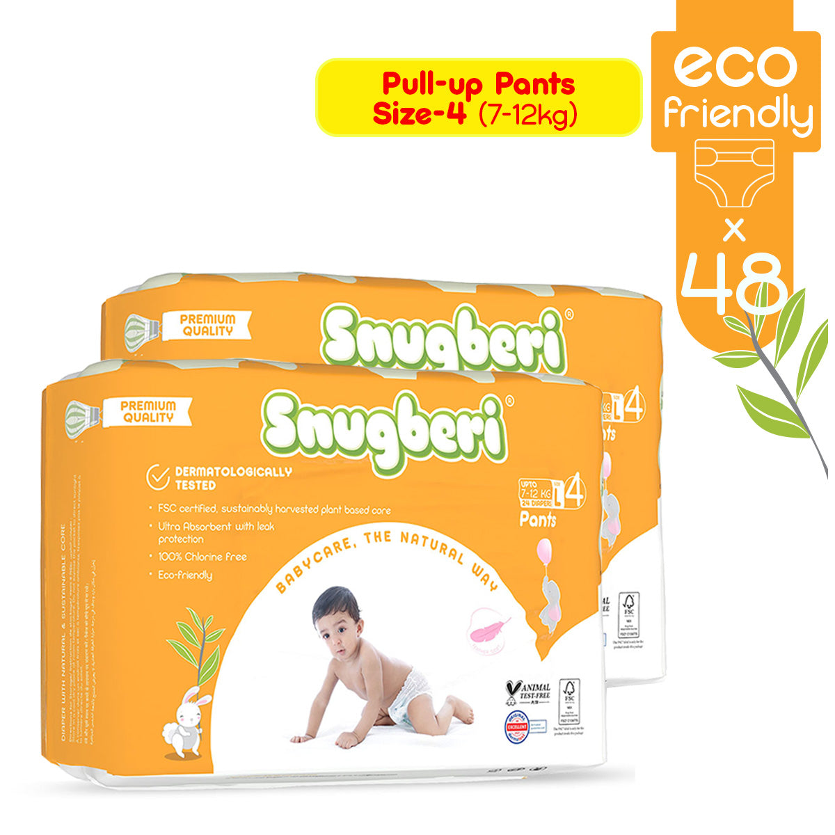 Snugberi Pants Size 4 Large 24'S Twin Value Pack