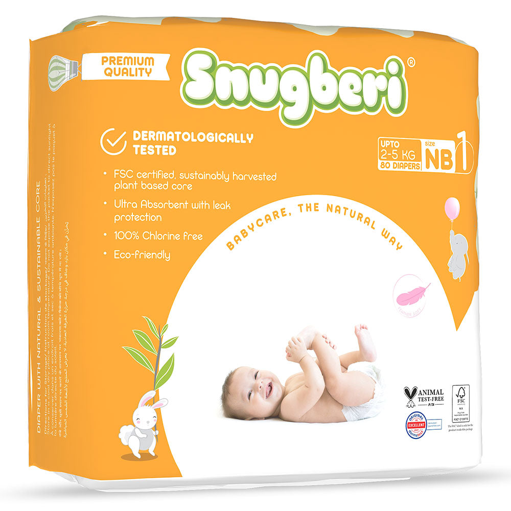 Snugberi Diaper Size 1 New Born 2-5Kg - Mega Pack 80's