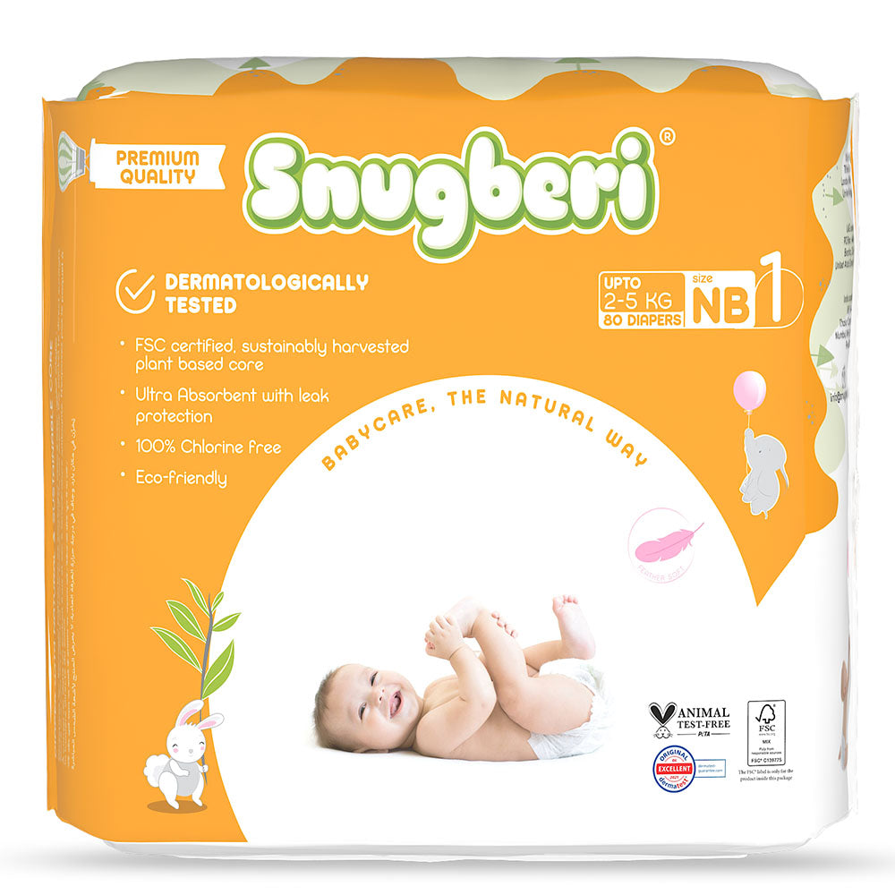 Snugberi Diaper Size 1 New Born 2-5Kg - Mega Pack 80's