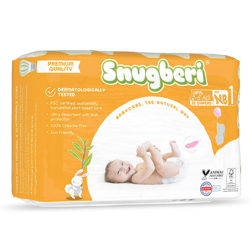 Snugberi Diaper Size 1 New Born 2-5Kg 32's - Snugberi®
