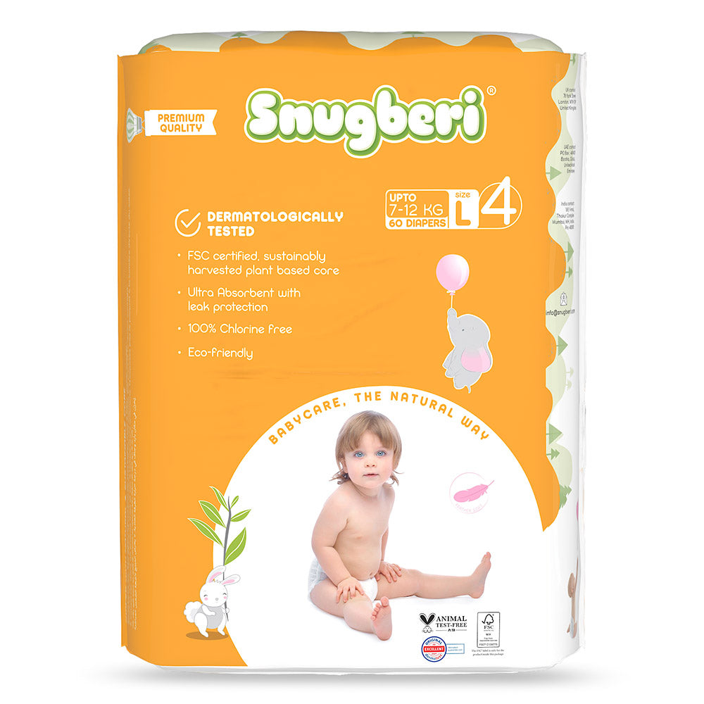 Snugberi Diaper Size 4 Large 7-12 kg - Mega Pack 60's